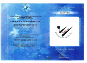 Osvědčení o registraci ochranné známky Sabongui Pilates Academy, OHIM, 2007
